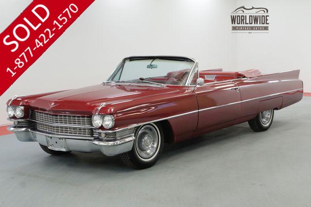 1963 CADILLAC CONVERTIBLE RESTORED RARE V8 CONVERTIBLE RED/WHITE